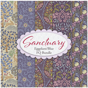 Sanctuary  5 FQ Bundle - Eggplant and Blue by Tilda