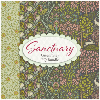 Sanctuary  5 FQ Bundle - Green and Grey by Tilda