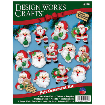 Joyful Santas Felt Ornament Kit - Makes 13
