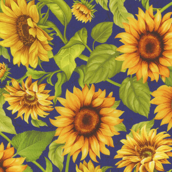 Sunflower Farm FLEUR-CD3361 Navy by Timeless Treasures Fabrics