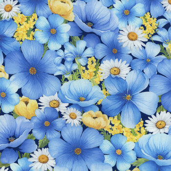 Bee & Bee Kind FLEUR-CD3258 Blue by Timeless Treasures Fabrics