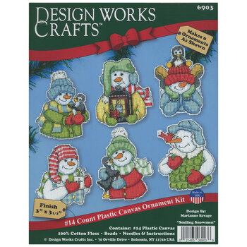 Smiling Snowmen Cross Stitch Ornament Kit - Makes 6
