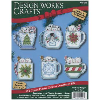 Holiday Mugs Cross Stitch Ornament Kit - Makes 6