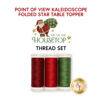  Point of View Kaleidoscope Folded Star Table Topper Kit - Up On The Housetop - Green - 3pc Thread Set