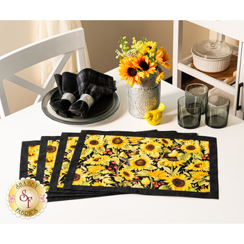  Self-Binding Placemats Kit - Makes 4 - Sunflower Splendor