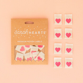 Sew In Labels - Pink Heart - 8ct