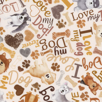 Happiness Has Paws DOG-CD3317-CREAM by Timeless Treasures Fabrics