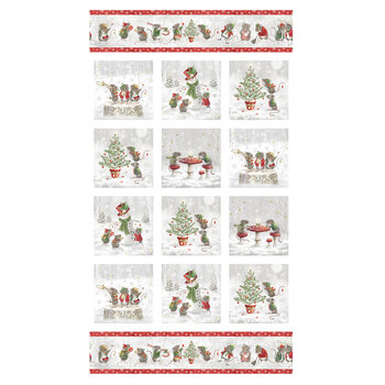 The Christmas Mouse Flannel F28035-10 White Multi Panel by Sarah Summers for Northcott Fabrics