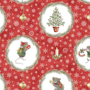 The Christmas Mouse Flannel F28037-24 Red Multi by Sarah Summers for Northcott Fabrics