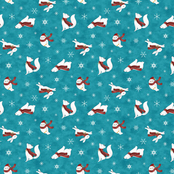 Woodland Wishes 27905-64 Md Teal Multi by Michael Zindell for Northcott Fabrics