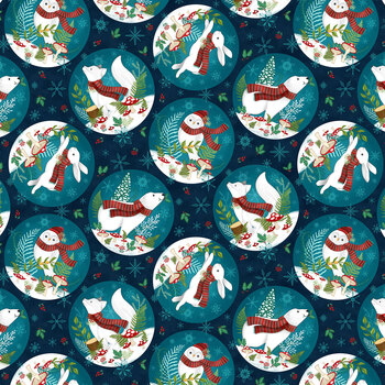 Woodland Wishes DP27902-48 Navy Multi by Michael Zindell for Northcott Fabrics