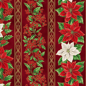 Blooming Holidays X7789-78G-Scarlet-Gold  by Hoffman Fabrics