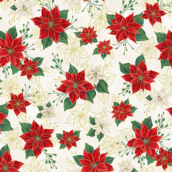 Blooming Holidays X7788-20G-Natural-Gold  by Hoffman Fabrics