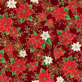 Blooming Holidays X7788-78G-Scarlet-Gold  by Hoffman Fabrics