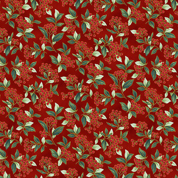 Blooming Holidays X7791-78G-Scarlet-Gold  by Hoffman Fabrics