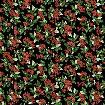 Blooming Holidays X7791-4G-Black-Gold  by Hoffman Fabrics