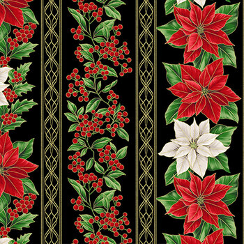 Blooming Holidays X7789-4G-Black-Gold  by Hoffman Fabrics