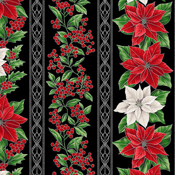 Blooming Holidays X7789-213S-Onyx-Silver  by Hoffman Fabrics