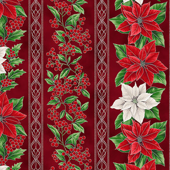 Blooming Holidays X7789-10S-Crimson-Silver  by Hoffman Fabrics