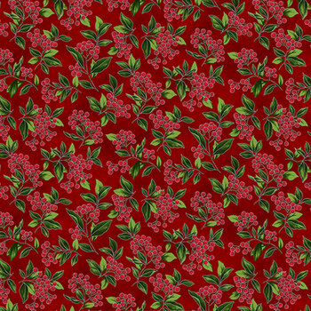 Blooming Holidays X7791-10S-Crimson-Silver  by Hoffman Fabrics