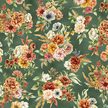 Harvest Bouquet X5543-77-Sage  by Hoffman Fabrics