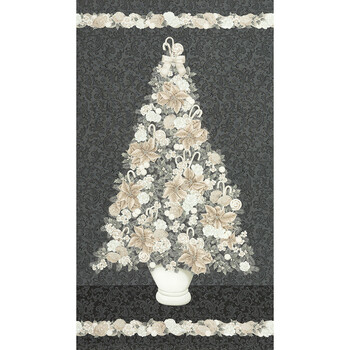 Holiday Flourish - Peppermint Twist 22944-305 Panel Graphite by Studio RK for Robert Kaufman Fabrics