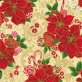 Holiday Flourish - Peppermint Twist 22945-84 Cream by Studio RK for Robert Kaufman Fabrics