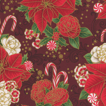 Holiday Flourish - Peppermint Twist 22945-113 Cranberry by Studio RK for Robert Kaufman Fabrics