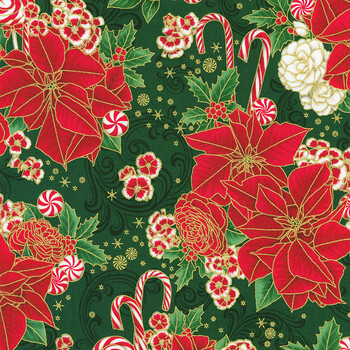 Holiday Flourish - Peppermint Twist 22945-274 Pine by Studio RK for Robert Kaufman Fabrics