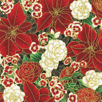 Holiday Flourish - Peppermint Twist 22946-2 Black by Studio RK for Robert Kaufman Fabrics