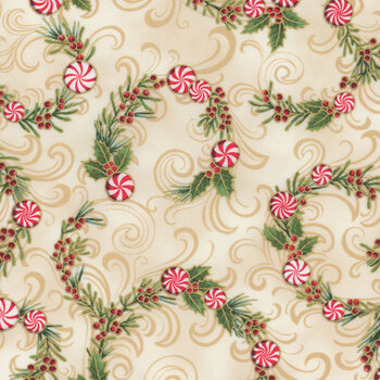 Holiday Flourish - Peppermint Twist 22947-85 Vanilla by Studio RK for Robert Kaufman Fabrics