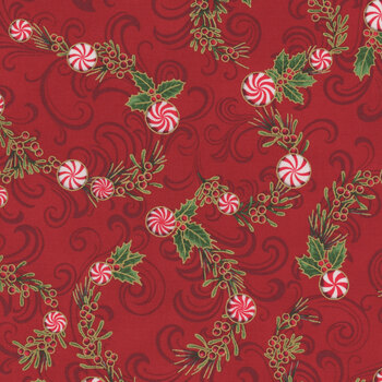 Holiday Flourish - Peppermint Twist 22947-93 Scarlet by Studio RK for Robert Kaufman Fabrics