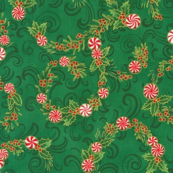 Holiday Flourish - Peppermint Twist 22947-274 Pine by Studio RK for Robert Kaufman Fabrics