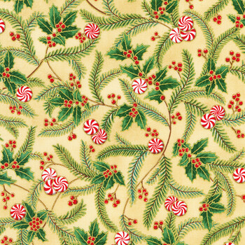 Holiday Flourish - Peppermint Twist 22948-84 Cream by Studio RK for Robert Kaufman Fabrics