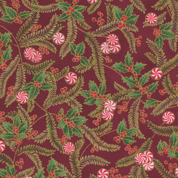 Holiday Flourish - Peppermint Twist 22948-113 Cranberry by Studio RK for Robert Kaufman Fabrics