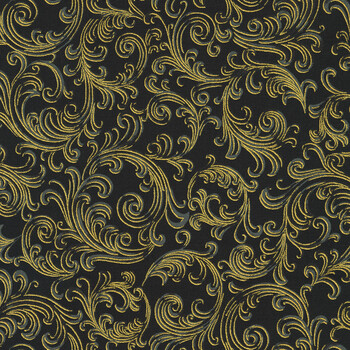 Holiday Flourish - Peppermint Twist 22949-2 Black by Studio RK for Robert Kaufman Fabrics