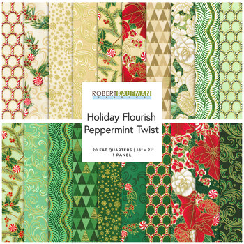 Holiday Flourish - Peppermint Twist  20 FQ Set + 1 Panel - Pine by Studio RK for Robert Kaufman Fabrics