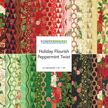 Holiday Flourish - Peppermint Twist  Ten Square - Holiday by Studio RK for Robert Kaufman Fabrics