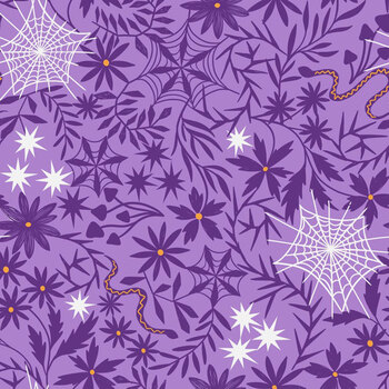 Witchy Woods LEIA884A Floral Cobwebs Purple by Lewis & Irene