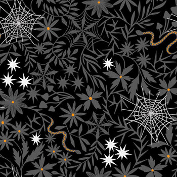 Witchy Woods LEIA884C Floral Cobwebs Black by Lewis & Irene