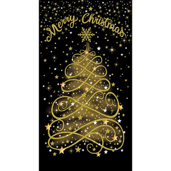 Merry Christmas CM3620-BLACK Panel  by Timeless Treasures Fabrics