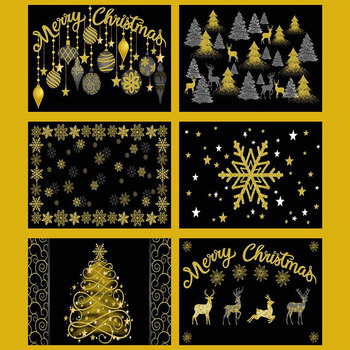 Merry Christmas CM3621-GOLD Panel  by Timeless Treasures Fabrics