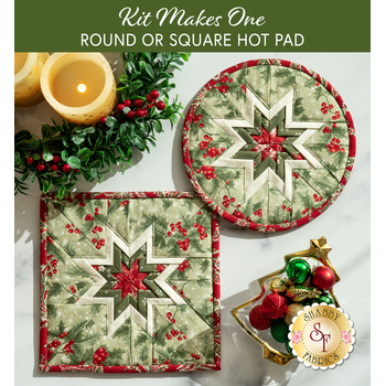  Folded Star Hot Pad Kit - A Christmas Carol - Round OR Square - Green