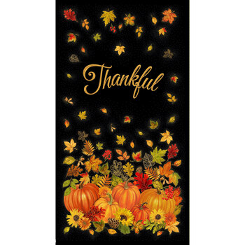 Thankful CM3640-BLACK Panel by Timeless Treasures Fabrics