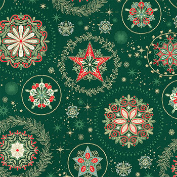 Good Tidings MU-103-G Green by Makower UK for Andover Fabrics