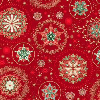 Good Tidings MU-103-R Red by Makower UK for Andover Fabrics