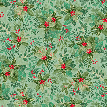 Good Tidings MU-107-G5 Mid Green by Makower UK for Andover Fabrics