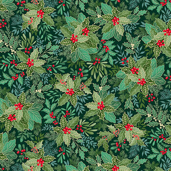 Good Tidings MU-107-G9 Dark Green by Makower UK for Andover Fabrics