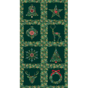 Good Tidings MU-111-G Panel Green by Makower UK for Andover Fabrics