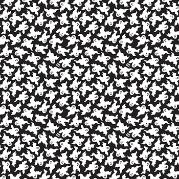 Spooky Cute Halloween PWMY005.BLACK Ghost Cluster by Mary Engelbreit for FreeSpirit Fabrics